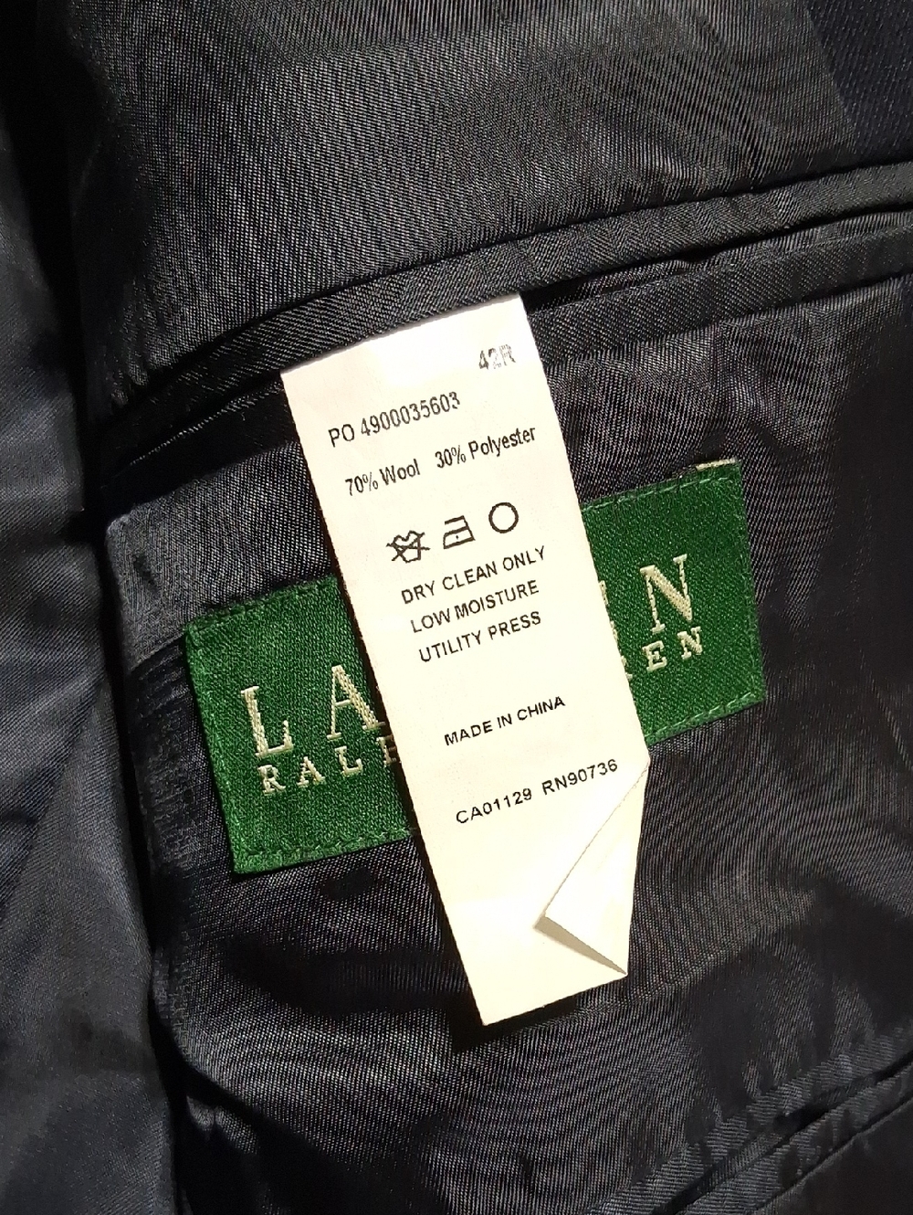 LAUREN RALPH LAUREN Mens BLAZER  42 BLACK Used 2 GOLD BUTTONS Coat - Picture 5 of 7